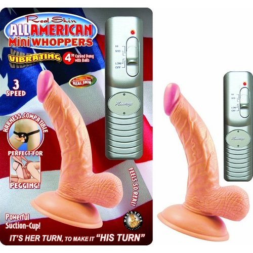 All American Mini Whoppers 4in Curved Dong W/balls Fles