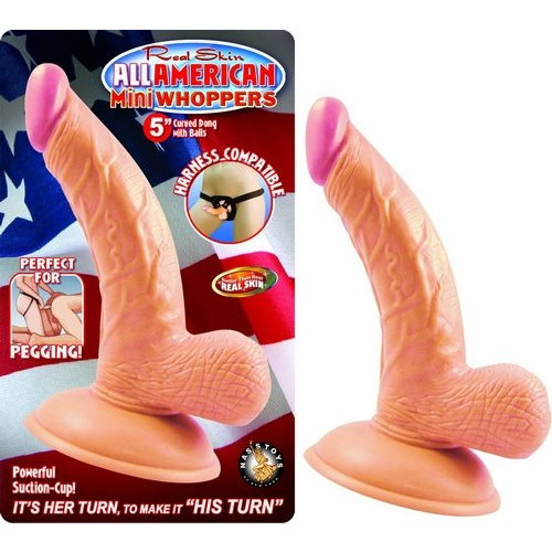 All American Mini Whoppers 5in Curved Dong W/balls Fles
