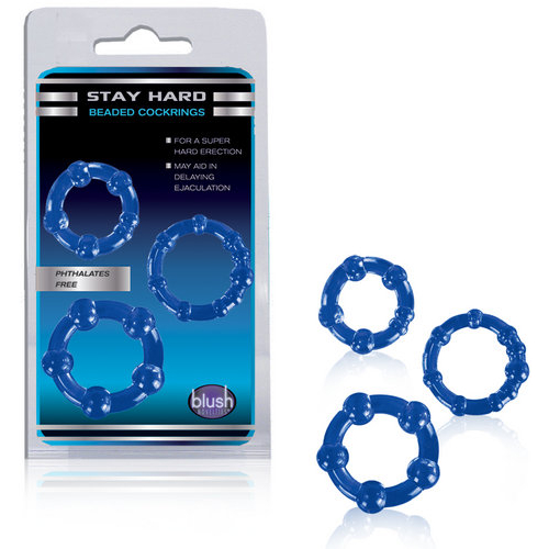 Stay Hard Beaded Cockrings 3pc Set Blue