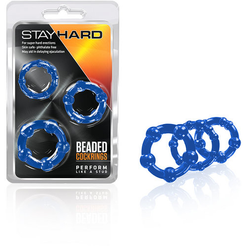Stay Hard Beaded Cockrings 3pc Set Blue
