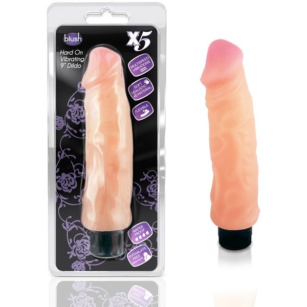 X5 9in Hard On Vib Dildo Natural