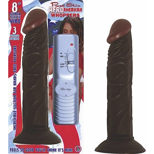 Afro American Whopper Vibrating 8in Brown