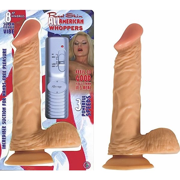All American Whopper W/balls Vibrating 8in Flesh