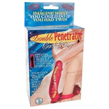 Double Penetrator Cockring Red