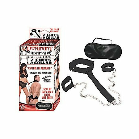 Dominant Submissive 2 Cuffs & Collar Black