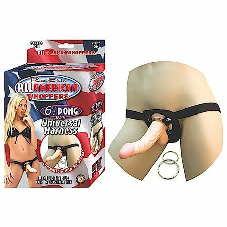All American 6 1/2in Dong W/ Harness Flesh