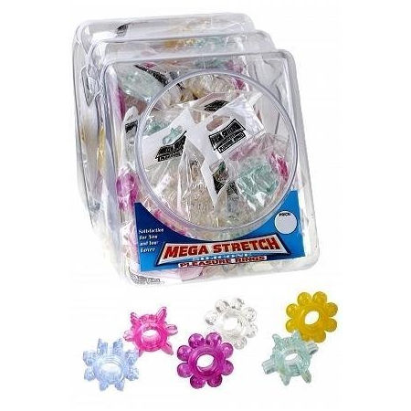Mega Stretch Silicone Pleasure Ring(72/bowl) Asst