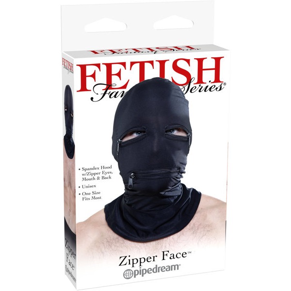Fetish Fantasy Black Zipper Face Hood