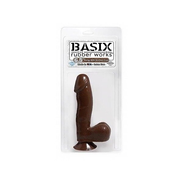 Basix Rubber Works 6.5in Dong W/suction Cup Brown
