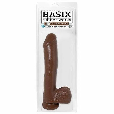 Basix Rubber Works 10in Dong W/suction Cup Brown