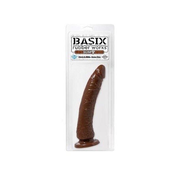 Basix Rubber Works 7in Brown Slim Dong W/ Suction Cup