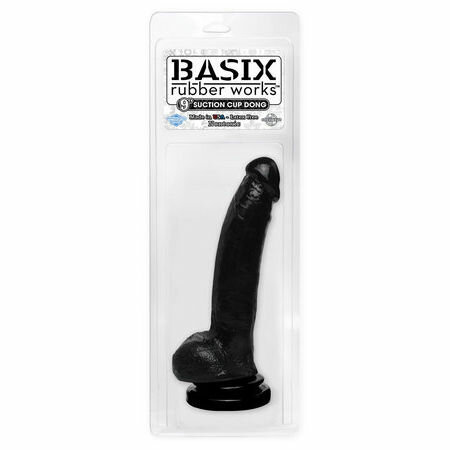 Basix Rubber Works 9in Suction Cup Dong Black