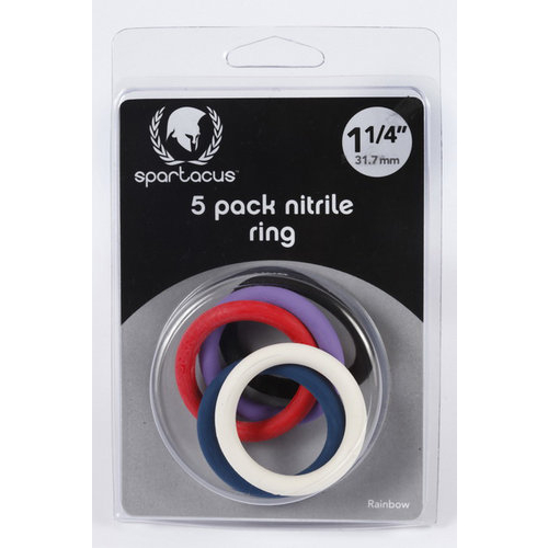 Cock Rings Nitrile 5pc Rainbow