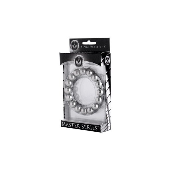 Master Series Stainless Steel Beaded Cockring 2in