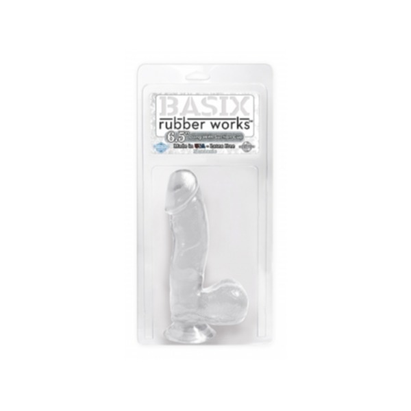 Basix Rubber Works 6.5in Dong W/ Suction Cup Clear