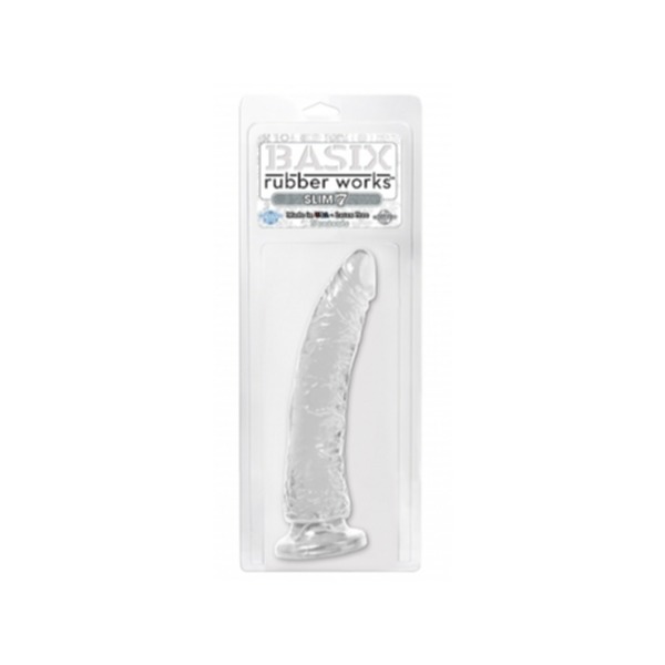 Basix Rubber Works Slim Dong 7in Clear W/ Suction Cup